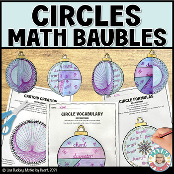 Preview of Area and Circumference of a Circle Activity Christmas Baubles 7th Grade Geometry