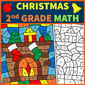 Preview of Christmas Math Color by Code 2nd Grade