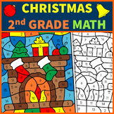 Christmas Math Color by Code 2nd Grade