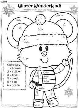 Christmas Color by Number Addition & Subtraction (Christmas Math, First