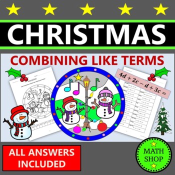 Preview of Christmas Math Combining Like Terms Coloring Activity