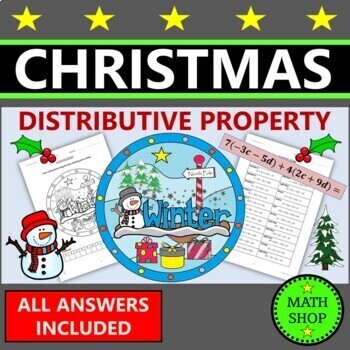 Preview of Christmas Math Coloring Distributive Property Combining Like Terms Algebra 1