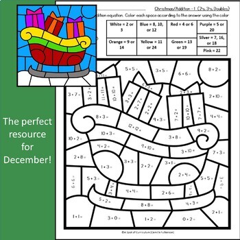 Christmas Math Coloring Sheets Addition by A Spot of Curriculum | TpT