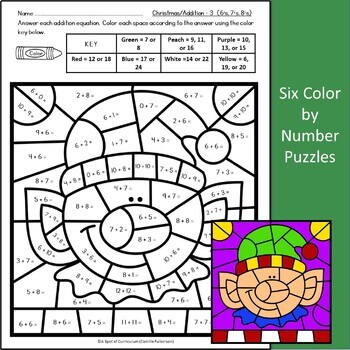 Christmas Math Coloring Sheets Addition - Color by Number | TpT