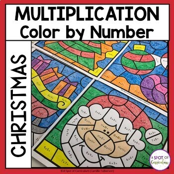 Preview of Christmas Math Coloring Sheets - Multiplication Color by Number