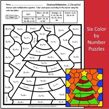 Christmas Math Coloring Sheets - Multiplication Color by Number | TPT