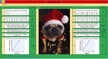 Preview of Christmas Math Constant Rate of Change / Digital Puzzle Reveal //TEKS 7.4a, 7.4b