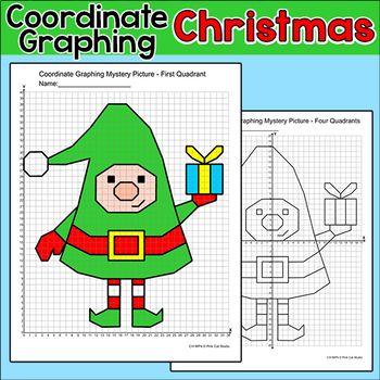 Preview of Christmas Elf Coordinate Graphing Picture - Fun December Math Activity