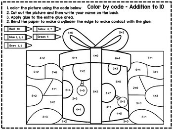 Christmas Math Craft Number Sense Color by Code 0-10 Math Activities ...