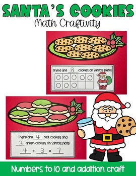 Preview of Christmas Math Craft | Numbers to 10 and Addition | Santas Cookies