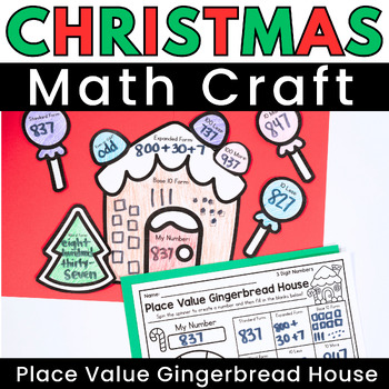 Preview of Christmas Math Craft - Place Value Gingerbread Math Activity First Second Grade
