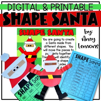 Preview of Christmas Math Craft and Activity | Shape Santa | December Math