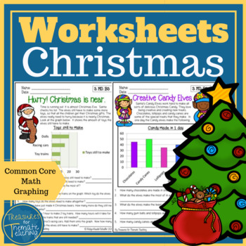 Preview of Christmas Math Data and Graph Worksheets Grade 3