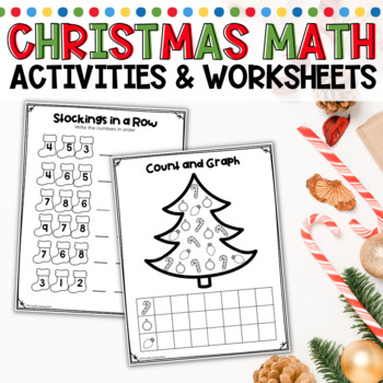 Preview of Christmas Math December Worksheets and Center Activities for Kindergarten