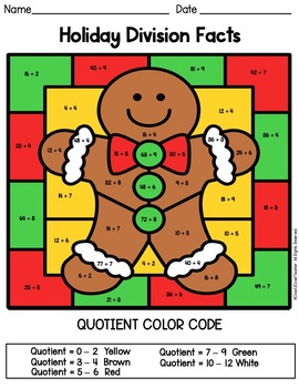Christmas Math Division Facts Color By Number by Coast 2 Coast Teacher