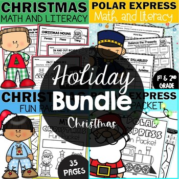 Preview of Christmas Math ELA Activities - Worksheets Holiday Coloring Pages Polar Express