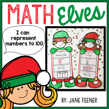 Preview of Christmas Math Elf Craft | Representing Numbers | Elf math craft