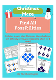 Christmas Math - 'Find all possibilities' Maze Challenge I