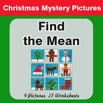 Christmas Math: Find the Mean - Color-By-Number Math Mystery Pictures
