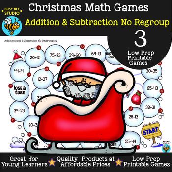 Christmas Math Game | 2 digit Addition and Subtraction No Regrouping
