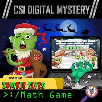 Preview of Christmas Math Game - Digital Math Mystery Activity - CSI Escape Room Math