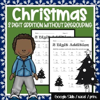 Preview of Christmas Math Games 2nd Grade, 2 Digit Addition Without Regrouping Place Value