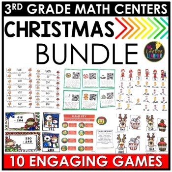 Preview of Christmas Math Games 3rd Grade | 3rd Grade Christmas Math Centers