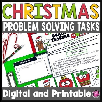 Preview of Christmas Math Logic Puzzles - 2nd and 3rd Grade December Math Enrichment