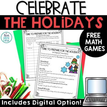 Preview of Christmas Elf Math Games Activities December Centers 3rd 4th Grade