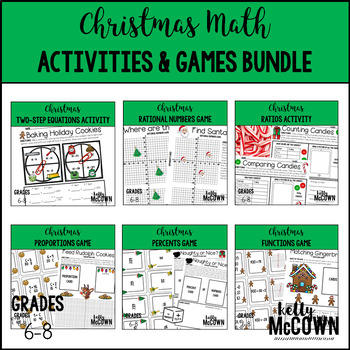 Preview of Christmas Math Games Middle School BUNDLE