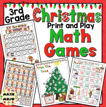 Preview of 3rd Grade Christmas Math Games: Third Grade Christmas Math Centers & Activities