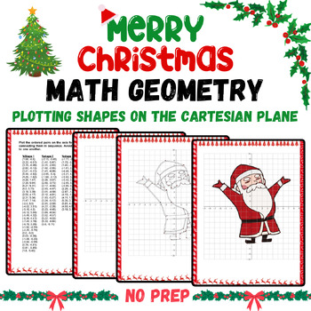 Preview of Christmas Math Geometry Plotting Shapes on the Cartesian Plane Worksheet No Prep