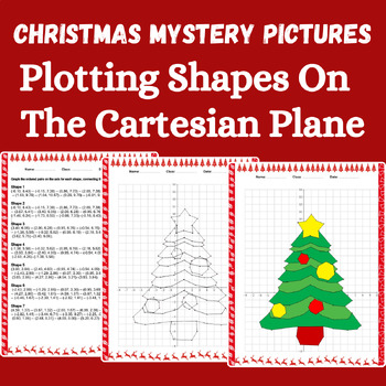 Preview of Christmas Math Geometry Plotting Shapes on the Cartesian Plane Worksheet No Prep