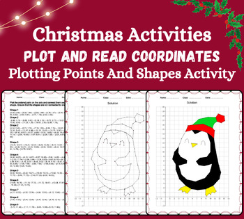 Preview of Christmas Math Geometry Worksheet Plotting Shapes on the Cartesian Plane
