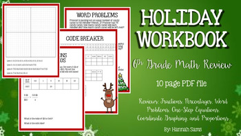 Preview of Christmas Math Holiday Workbook Middle School Math