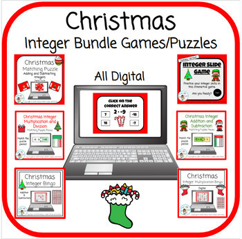 Preview of Christmas Math - Integer Bundle - Digital