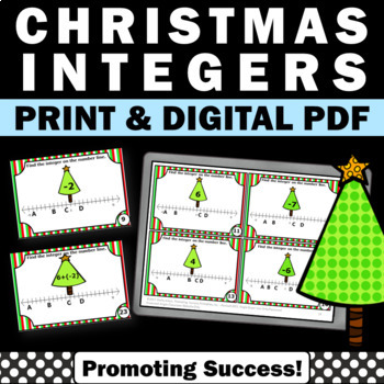 Preview of Christmas Integers on a Number Line Adding and Subtracting Integers Activity