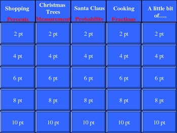 Preview of Christmas Math Jeopardy#2 with Handouts for Review