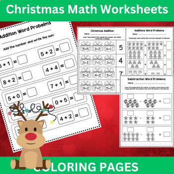 Christmas Math Literacy Activities, Worksheets Kindergarten First Grade ...