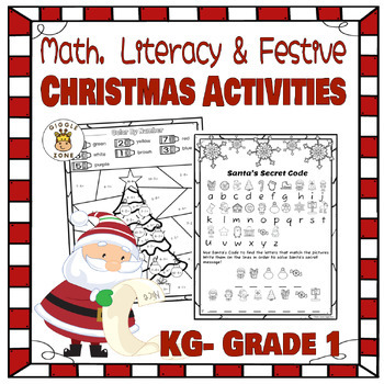 Preview of Winter Activities Christmas Math Literacy Activities for KG-Grade 1