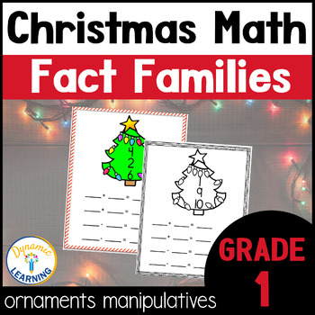Preview of Christmas Math Tree Fact Families Center Worksheets
