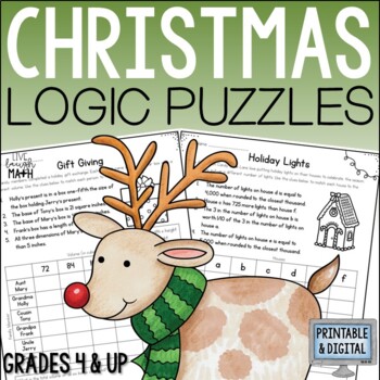 Preview of Christmas Math Enrichment Activities - Logic Puzzle Challenges