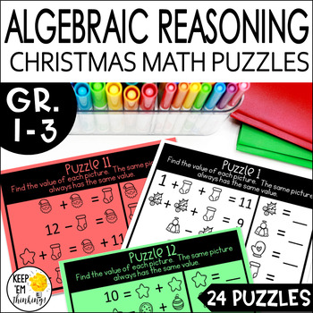 Preview of Christmas Math Logic Puzzles | Algebraic Reasoning | DIGITAL AND PRINT