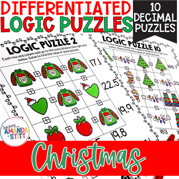 Preview of Christmas Math Logic Puzzles - Critical Thinking Activities - Decimals
