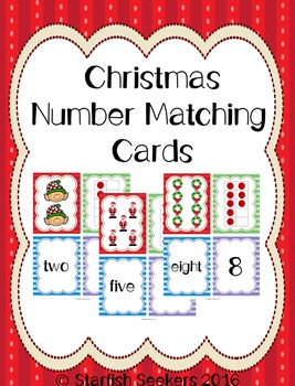 Christmas Math: Matching Number Cards by Starfish Seekers | TPT