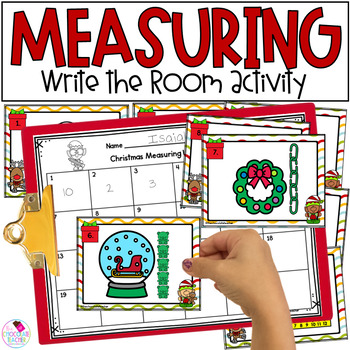 Preview of Measuring Length - Christmas Math - Write the Room