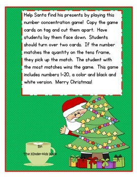 Christmas Math Memory Game by Kinder-Kids Kafe | TPT