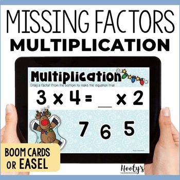 Preview of Christmas Math - Missing Factors Multiplication Boom Cards