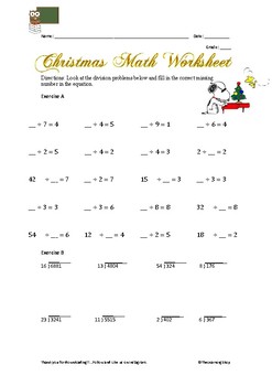 Preview of Christmas Math: Missing Number in Equations Worksheet II