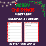 Christmas Math - Multiples And Factors Worksheet No Prep